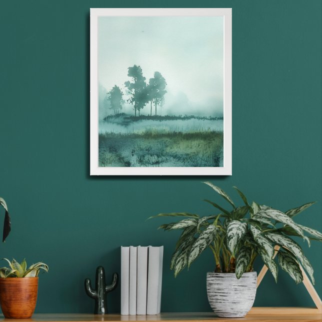 Misty Meadow Trees Landscape Framed Art (Living Room 2)
