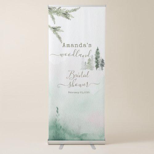 Misty Meadow Woodland Bridal Shower Retractable Banner