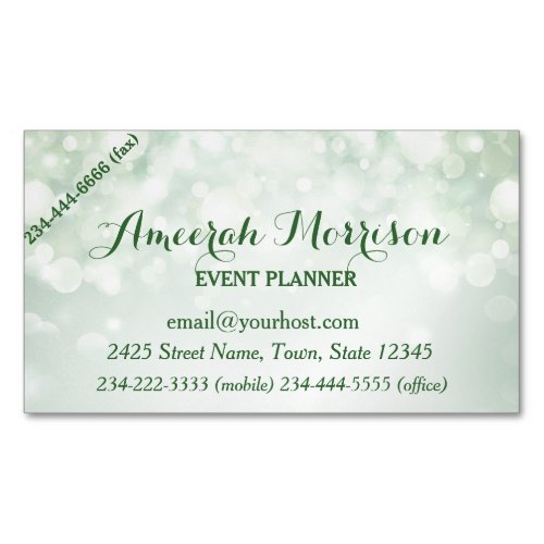 Misty Mint Bokeh Event Plan Magnetic Business Card