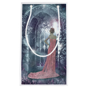 Misty moonlight night small gift bag