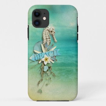 Misty Morning Beach Seahorse Tropical Iphone 11 Case by SterlingMoon at Zazzle