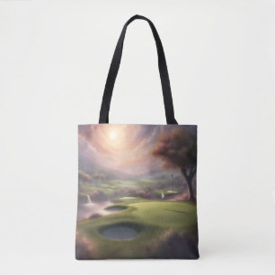 Misty Morning Golf Course Tote Bag