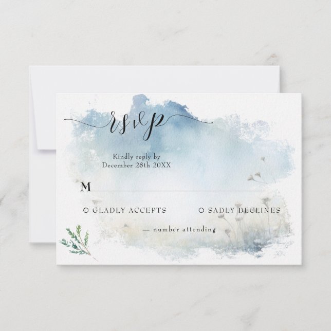 Misty Morning Meadow Wedding RSVP Card (Front)