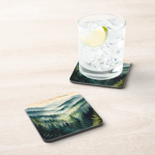 Misty Morning Mountain Pines Beverage Coaster
