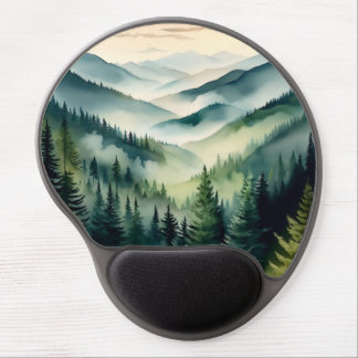 Misty Morning Mountain Pines Gel Mouse Pad