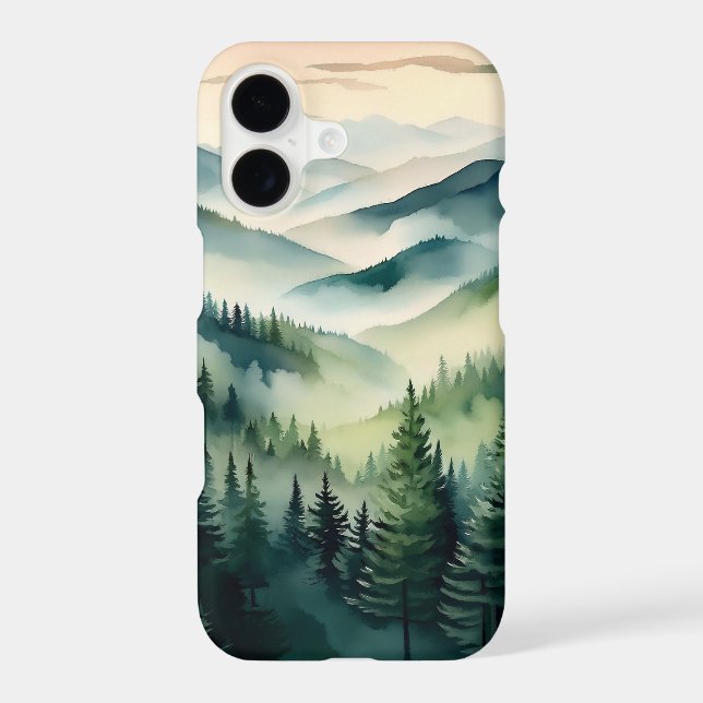 Misty Morning Mountain Pines iPhone Case (Back)