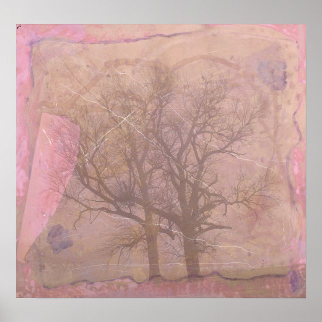 Misty Morning Trees Digital Art Poster (Front)