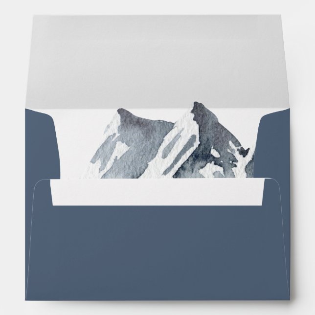 Misty Mountain Blue Grey White Elegant Envelope (Back (Bottom))