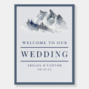 Misty Mountain Blue Grey White Elegant Welcome Foam Board