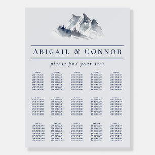 Misty Mountain Blue Grey White Seating Chart Foam Board