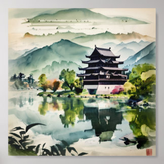 Misty Mountain Castle Acrylic Photo Tile