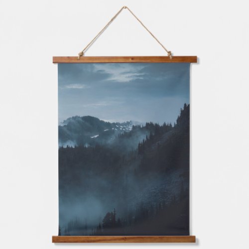 Misty Mountain Cloudscape at Dawn Wood Topped Hang Hanging Tapestry