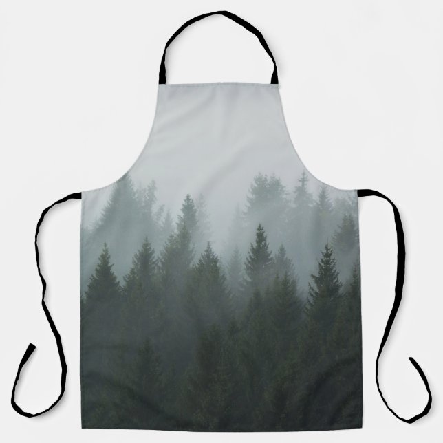 Misty Mountain Forest Autumn Fog Apron (Front)