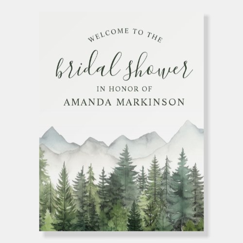 Misty Mountain Forest Rustic Bridal Shower Welcome Foam Board