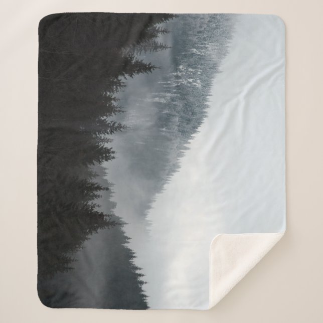 Misty Mountain Forest: Scenic Landscape View Sherpa Blanket (Front)