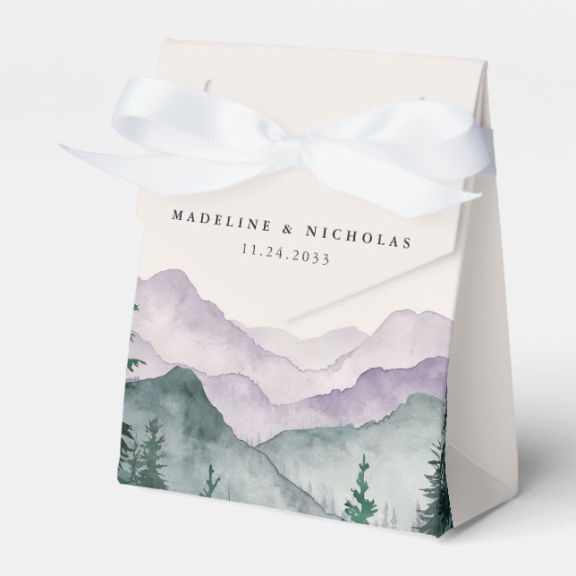 Misty Mountain Forest Wedding Favor Boxes (Front Side)
