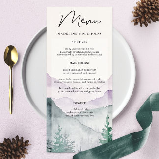 Misty Mountain Forest Wedding Menu