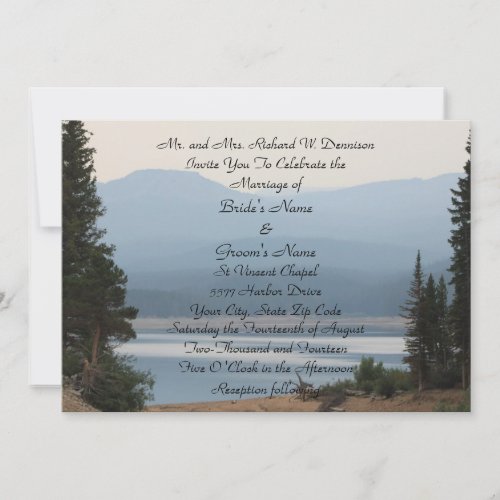 Misty Mountain Lake Wedding Invitation