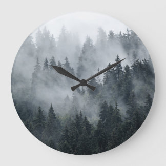 Misty Mountain Landscape Vintage Style Large Clock