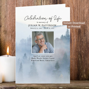 Misty Mountain Pines Downloadable Funeral Program