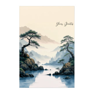 Misty Mountain River Chinese Ink Painting Acrylic Print