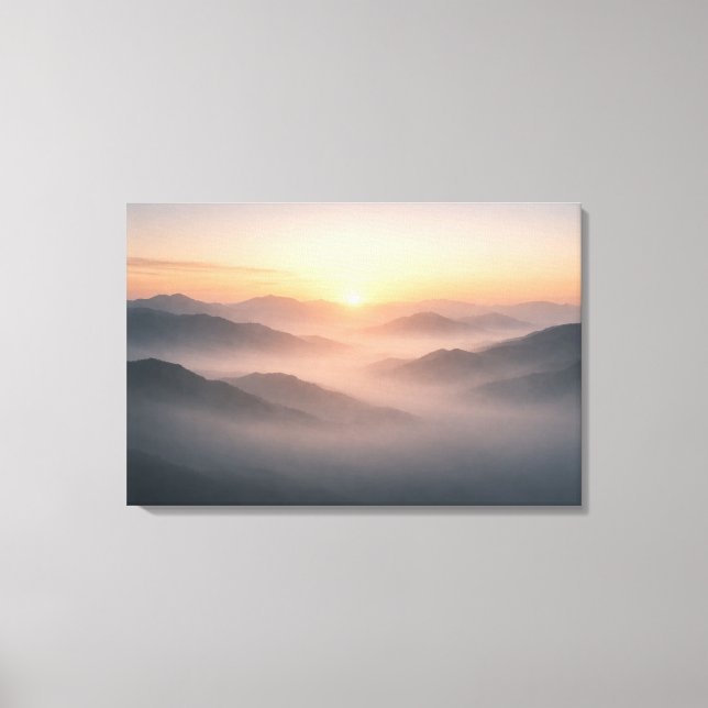 Misty Mountain Sunrise Landscape Canvas Print (Front)
