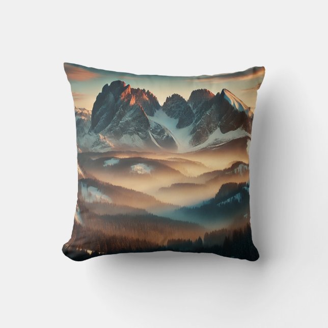 Misty Mountain Throw Pillow (Front)