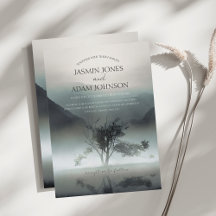 Misty Mountain Tree Silhouette Wedding