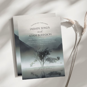 Misty Mountain Tree Silhouette Wedding Invitation