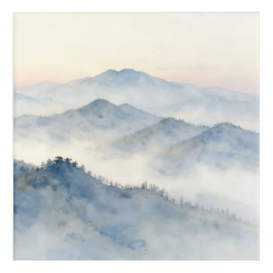 Misty Mountain Watercolor Landscape Acrylic Print