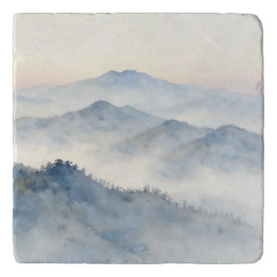 Misty Mountain Watercolor Landscape Trivet