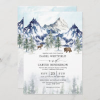 Misty Mountain Watercolor Winter Forest Wedding