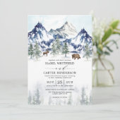 Misty Mountain Watercolor Winter Forest Wedding Invitation (Standing Front)