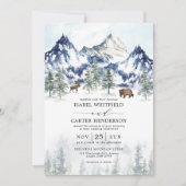 Misty Mountain Watercolor Winter Forest Wedding Invitation (Front)