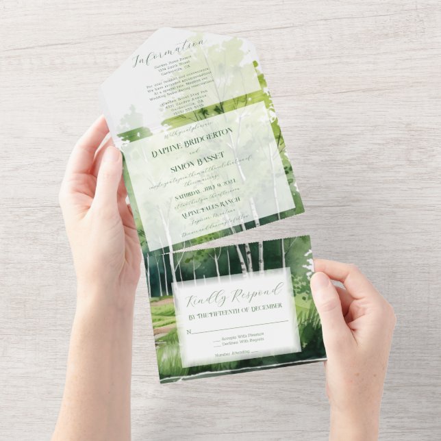 Misty Mountain Wedding All In One Invitation (Tearaway)