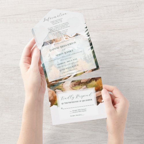 Misty Mountain Wedding All In One Invitation