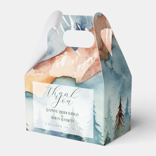 Misty Mountain Wedding Favor Boxes (Front Side)
