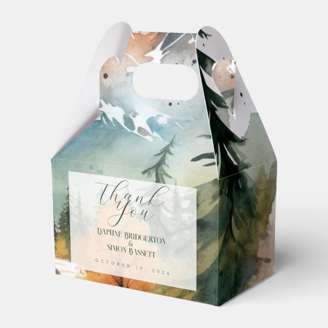 Misty Mountain Wedding Favor Boxes (Front Side)