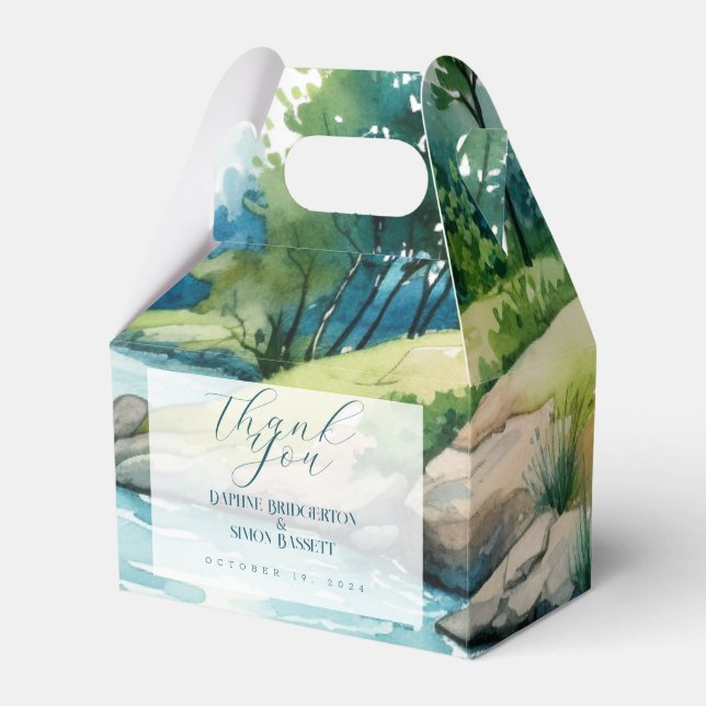Misty Mountain Wedding Favor Boxes (Front Side)