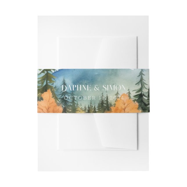 Misty Mountain Wedding Invitation Belly Band (Front Example)