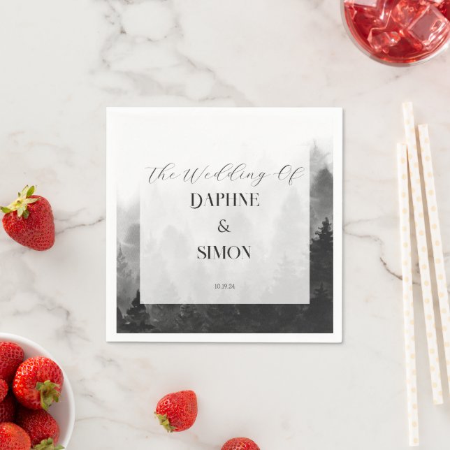 Misty Mountain Wedding Napkins (Insitu)