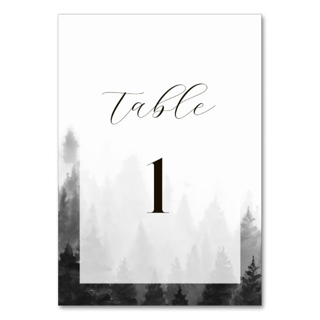 Misty Mountain Wedding Table Number (Front)
