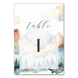 Misty Mountain Wedding Table Number