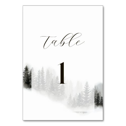 Misty Mountain Wedding Table Number