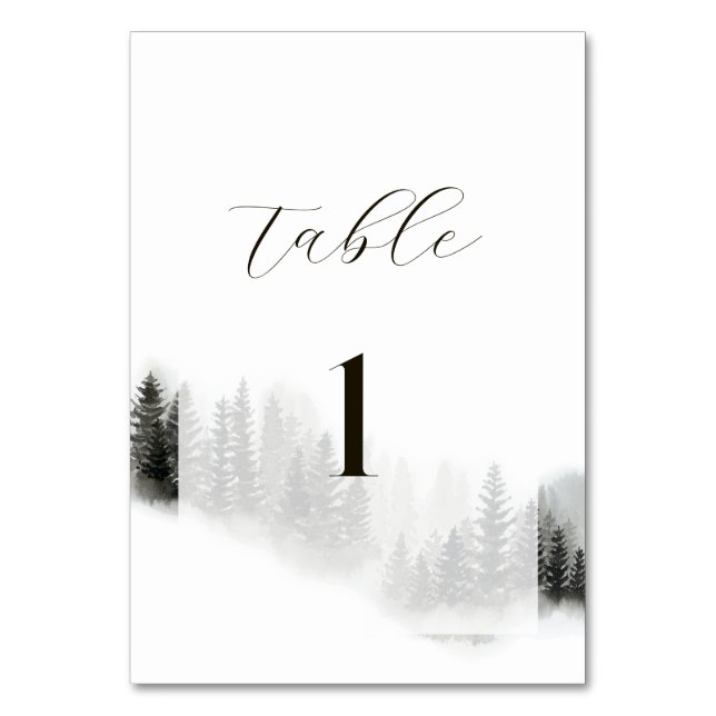Misty Mountain Wedding Table Number (Front)