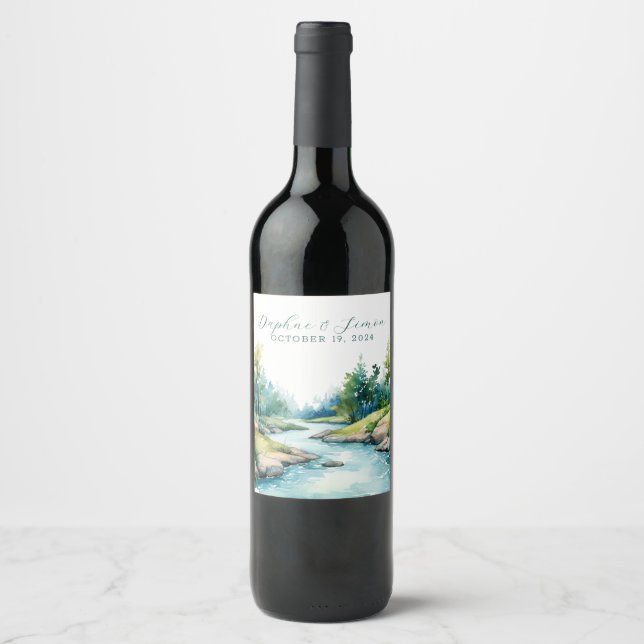 Misty Mountain Wedding Wine Label (Front)