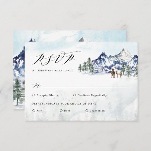 Misty Mountain Winter Forest Wedding RSVP Card