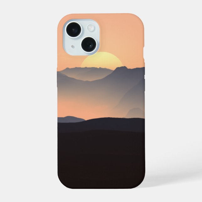 Misty Mountains at Sunset Iphone Case (Back)