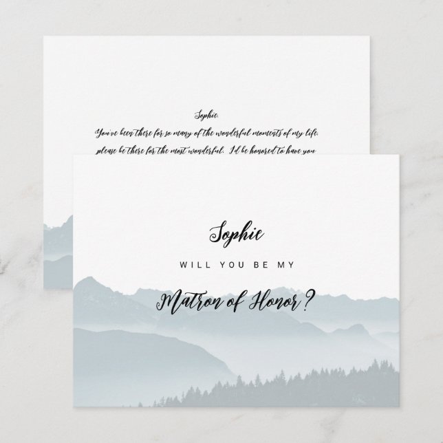Misty Mountains Be My Matron of Honor Card (Front/Back)