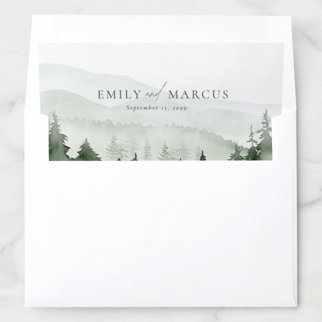 Misty Mountains \ Forest Wedding Envelope Liner (In Envelope)